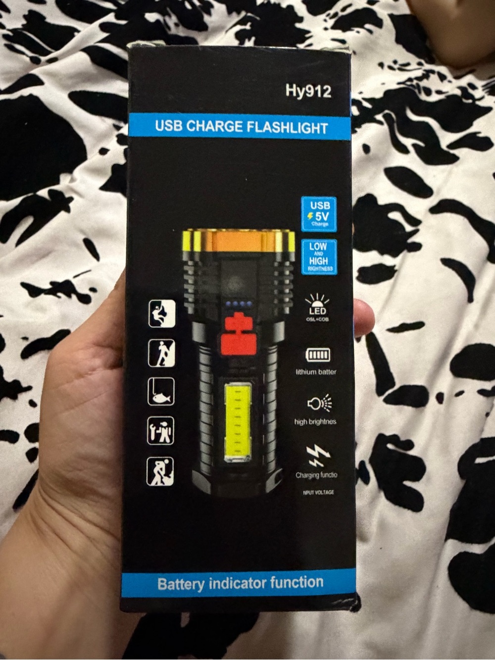 HY912 Rechargeable LED Flashlight with COB Side Light